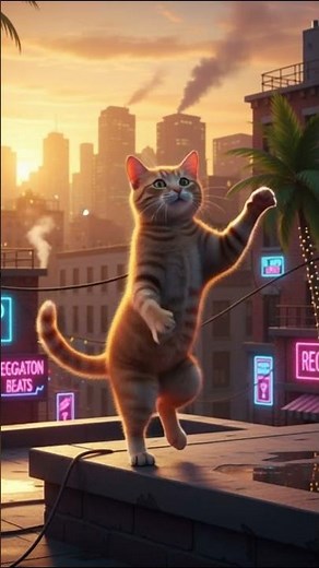 Dancing Cat Reggaeton #animalshorts #funnyanimals #wildlife #animales #aianimals #cat #catdance