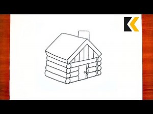 How To Draw Log Cabin | Draw Building Easily