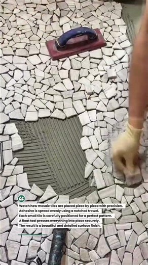 Mosaic Tile Installation So Satisfying! #construction #tiling #mosaic