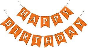 Orange Happy Birthday Banner Birthday Sign for Backdrop Happy Birthday Party Decorations for Kids Women Orange Tea Party Room Decor Bunting Banner Garland Birthday Party Supplies