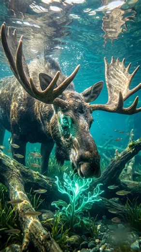 Did You Know Moose Can Dive Underwater? 🤯 #shorts #wildlife #animals