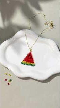 🍉 Handmade Crystal Watermelon Slice Pendant Necklace | Cute Summer Jewelry
