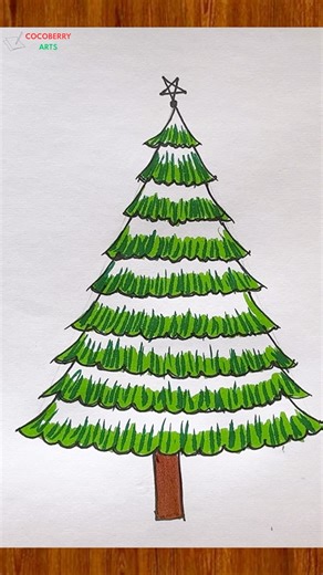 Step-By-Step Tree Drawing | Easy Tree Drawing 🌲 #shorts #easydrawing #christmastree