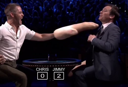 Watch Chris Pine Slap Jimmy Fallon in the Face With a Giant Hand (Video)