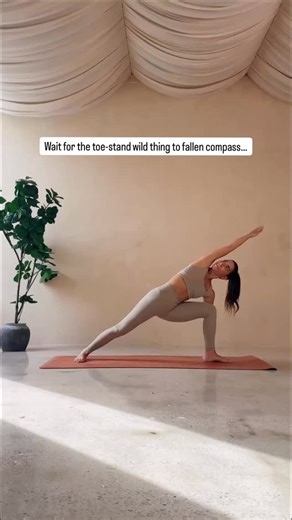 Cathy Madeo - Yoga Expert on Instagram: "It’s starts how you might expect but goes in a different direction 🌶️ Save this flow you can insert right into your practice or class: Side angle Warrior 2 Skandasana Toe-stand wild thing Fallen compass You can lift up off the floor to switch sides #cathymadeoyoga #yogaflow #creativesequencing #yogateacher #vinyasaflow"
