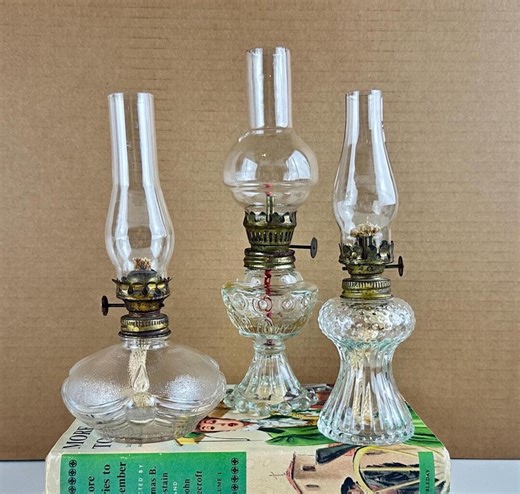Vintage Small Glass Oil Lamps, Choice of Miniature Kerosene Lights - Etsy