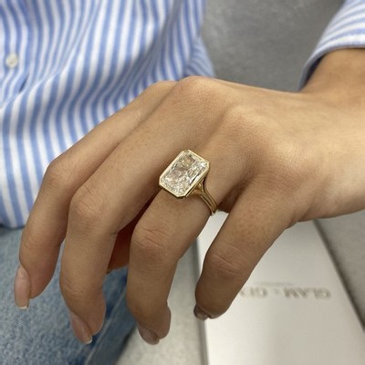 Diamond Bezel Ring VS1 F IGI Certified 6Ct Radiant Lab created 14K Yellow Gold | eBay