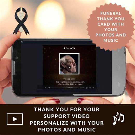 Funeral Thank You Card - Digital / Animated Video Thank You Card for Funeral, Memorial Tribute, Celebration of Life, Remembrance Ceremony - Etsy UK