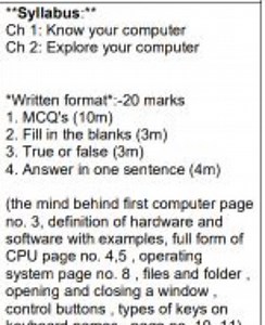 Syllabus and Exam Format for Computer ClassSyllabus:Chapter ... | Filo