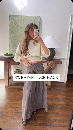 simple & easy sweater tuck hack to instantly transform a fit 🫶🏻 | Maggie Awbrey