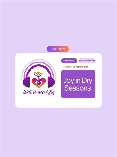 This moment is from Joy in Dry Seasons — the first gathering of Well-Watered Joy. We met to explore how joy can still live in us when life feels stretched, uncertain, or thin. Joy, for me, is not something I perform. It's not loud or forced or dependent on circumstance. It's something God planted in me. A fruit that grows quietly, even in dry seasons. I don’t chase joy anymore. I return to it. Because it’s my root. My baseline. My home. If this resonates, stay close. There’s more to water. There