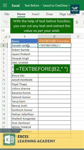 TEXTBEFORE Function in excel