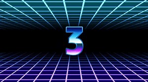 Animation text countdown from 5 to 1 isolate on black background.