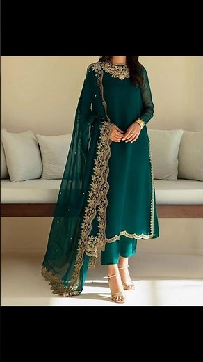 Fancy Dress Design in Green Color for Wedding & Party 2025 #short