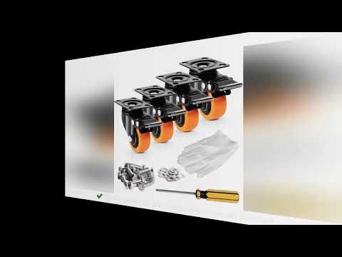 SucceBuy 2/3/4/5/6-inch Swivel Plate Casters Set of 4 with Security Dual Locking PVC Caster Wheels f