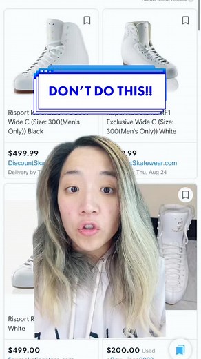 ❌DO NOT BUY FIGURE SKATES ONLINE UNLESS YOU KNOW THESE TWO THINGS!!❌ If you’re a beginner figure skater looking to buy your firet pair of skates, DO NOT buy them online unless you know your correct skate size (width included) and are sticking with the same model and brand. I’ve seen many figure skaters buy their skates online that clearly don’t fit. If your figure skates don’t fit correctly or are too stiff or not supportive enough, then you can increase your risk of injury! Follow for more figu