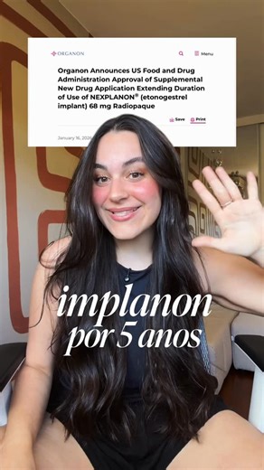 Maju Ferreira on Instagram: "Implanon aprovado por 5 anos pela FDA: e tudo que você precisa saber sobre isso 🫵🏼✨ Referências: - Organon. FDA approves sNDA extending duration of use of NEXPLANON®️ (etonogestrel implant). Business Wire, 16 jan 2026. Disponível em: https://www.businesswire.com/news/home/20260116204496/en/Organon-Announces-US-Food-and-Drug-Administration-Approval-of-Supplemental-New-Drug-Application-Extending-Duration-of-Use-of-NEXPLANON-etonogestrel-implant-68-mg-Radiopaque - Cli