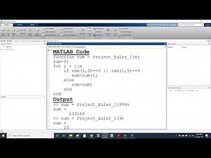 Project Euler in MATLAB Problem 1: Multiples of 3 or 5 below 1000