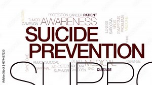 Suicide prevention animated word cloud, text design animation. Kinetic typography.