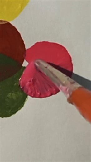 🔴🟡🔵Onestroke Painting Idea #art #painting #viral #shortsyoutube #shortsfeed #youtubeshorts #trending