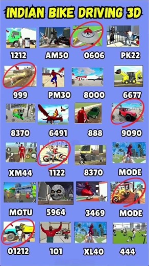 All Real 💥 Cheat Codes + New Update Pungi Cheat code Indian bike driving #shortsfeed #gaming #cod