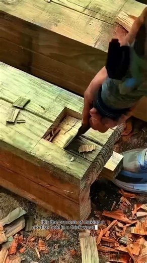 Power Chisel Wood Mortise Cutting | Traditional Timber Joinery Technique