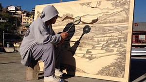 Painting with the sun: Solar pyrography drawings by Jordan Mang-osan created with a magnifying glass and the sun #ArtTuesday