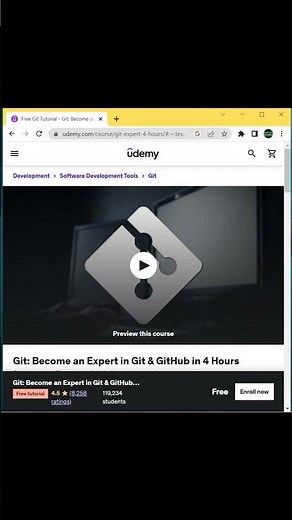 FREE Git course: Become an Expert in Git & GitHub in 4 Hours #shorts