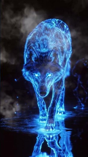 Majestic Glowing Blue Wolf Wallpaper