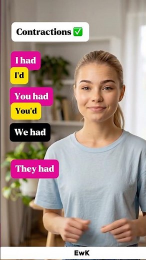Learn English Contractions: I’d, You’d, We’d & They’d (Easy Grammar Lesson). #english