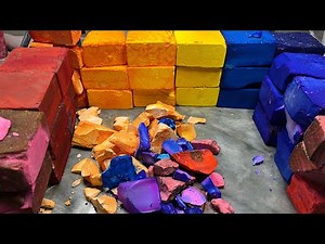 36ish variety dyed chalk block crush #asmr #gymchalkasmr