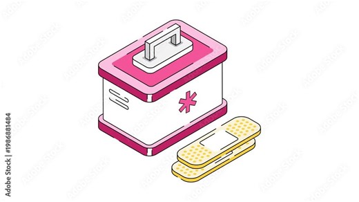 Get your hands on this amazing animated icon of first aid kit in isometric style