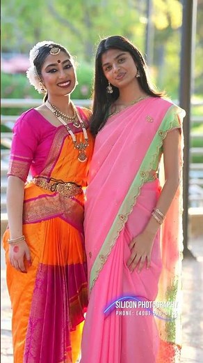 Ikjot and her friends posing together after an amazing Arangetram performance