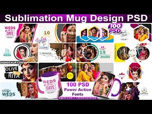 100 Mug Design PSD Templates Free Fonts + One‑Click Action | Sublimation Mugs