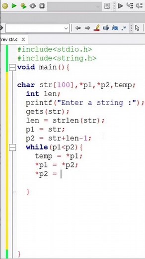 How to reverse string using pointers in C language #shorts
