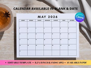 Calendar Printable & Editable 2026 Templates, Minimalist Blank Monthly Calendar Planner Gift, Personalized Table Daily - Etsy Canada