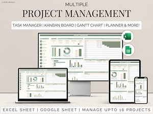 Excel Multi Project Management Template Google Sheets Team Task Manager Work Organization To-do List Timeline Planner Kanban Gantt Chart - Etsy
