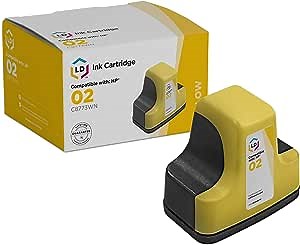 LD Products Remanufactured Replacement for HP 02 Ink Cartridges C8773WN with Smart Chip (Yellow, Single-Pack) for PhotoSmart C5180 C6180 C6280 C7250 C7280 C8180 D7145 D7155 D7160 D7168 D7245 D7255