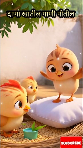 Chu Chu Chimni 🐦✨ | Chiv Chiv Chimni Marathi Balgeet | Cute Cartoon Baby Song #Shorts