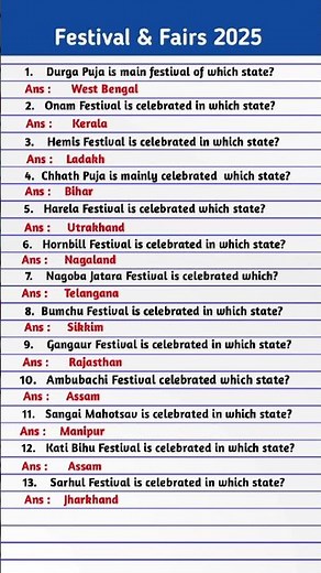 Festival and Fairs 2025 | Art and Culture | Festival of India | Festival and Fairs current affairs |