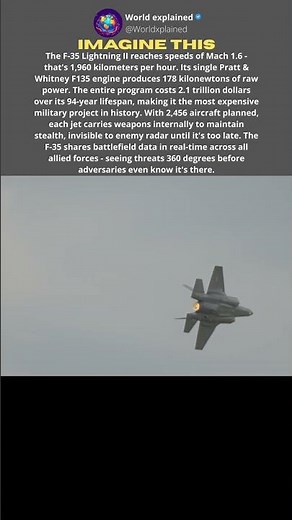 F-35 costs $2.1 trillion flies 1,960 kmh with 178 kilonewtons engine thrust #sports #shorts