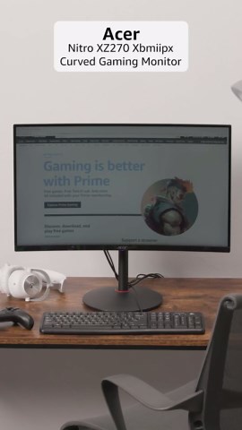 acer Nitro XZ270 Xbmiipx 27" 1500R Curved Full HD (1920 x 1080) VA Zero-Frame Gaming Monitor with Adaptive Sync, 240Hz Refresh Rate and 1ms VRB (Display Port & 2 x HDMI 2.0 Ports), Black