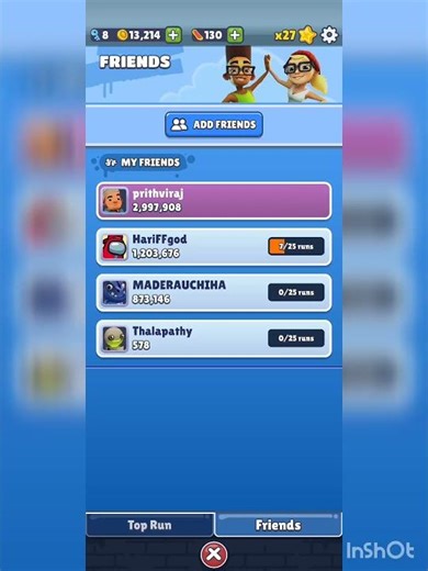 subway surfers Add friend's