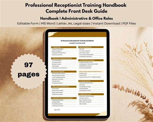 Receptionist Handbook Training Manual | Front Desk SOP | Office Receptionist Guide | Customer Service Training | Admin Staff Handbook - Etsy