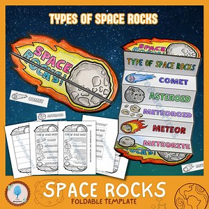 Space Rocks Foldout Craft | Comets, Asteroids, Meteors Activity Printable | Space Unit Study| Homeschool Montessori Preschool Worksheets - Etsy