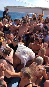 Champagne Showers onboard the Infamous Sunset Booze Cruise today with 350 party people. The biggest party on the Mediterranean! | Magaluf Events