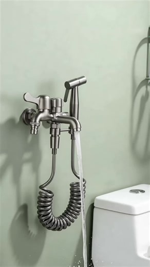 Modern Brushed / Dual-Purpose Wall-Mounted Faucet with Spray Gun, Heavy-Duty Metal/crom Alloy Shower Head Sprayer #dualshowerheads #bathroommusthave #usefulkitchenproducts #bathroomtools #waterheaters #waterpik #electricbathroomscrubber #bathroomneeds #toolsandhardware #catwaterdispenser