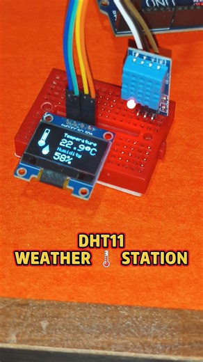 Arduino Temperature & Humidity Monitor using DHT11 & OLED Display 🌡️💧