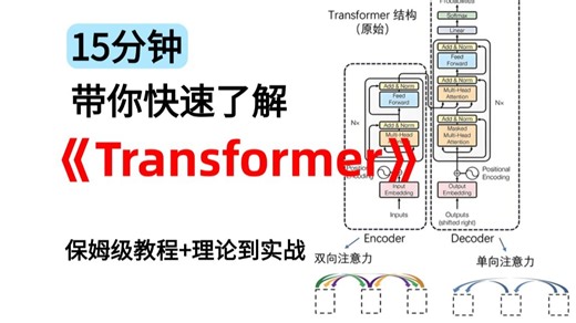【2025新版】B站目前讲的最好Transforme原理详解教程！15分钟让你快速了解Transformer，建议收藏！——人工智能/机器学习/深度学习/大模型