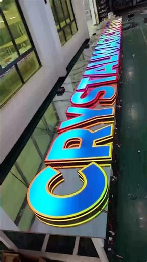 Sign with glowing neon letters that attract high attention